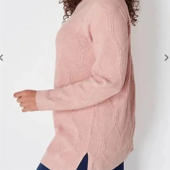 NWT J Jill Womens 1X Mink Pink Cable Crewneck Sweater Pullover Spring Soft New - Picture 2 of 10